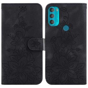 For Motorola Moto G71 5G Lily Embossed Leather Phone Case(Black)