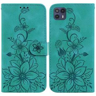 For Motorola Moto G50 5G Lily Embossed Leather Phone Case(Green)