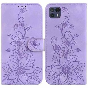 For Motorola Moto G50 5G Lily Embossed Leather Phone Case(Purple)