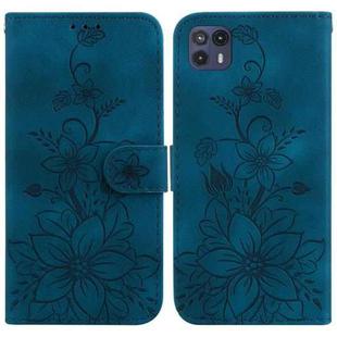 For Motorola Moto G50 5G Lily Embossed Leather Phone Case(Dark Blue)