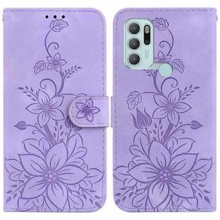 For Motorola Moto G60S Lily Embossed Leather Phone Case(Purple)