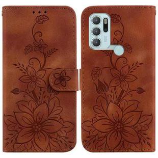 For Motorola Moto G60S Lily Embossed Leather Phone Case(Brown)