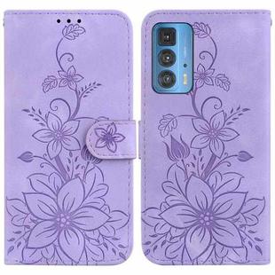 For Motorola Edge 20 Pro Lily Embossed Leather Phone Case(Purple)