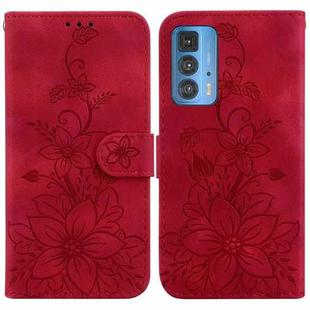 For Motorola Edge 20 Pro Lily Embossed Leather Phone Case(Red)