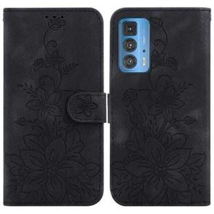 For Motorola Edge 20 Pro Lily Embossed Leather Phone Case(Black)