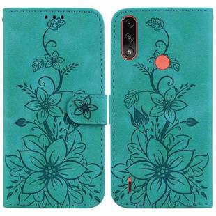 For Motorola Moto E7 Power / E7i Power Lily Embossed Leather Phone Case(Green)