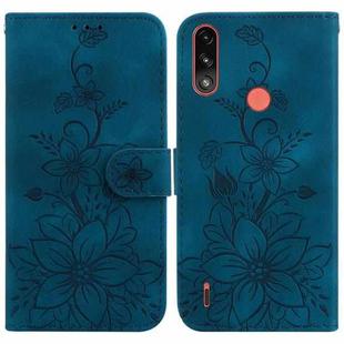 For Motorola Moto E7 Power / E7i Power Lily Embossed Leather Phone Case(Dark Blue)