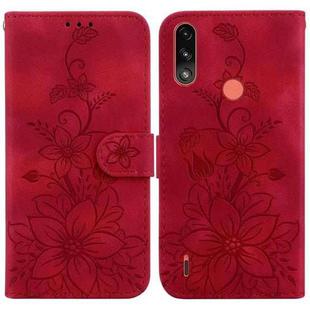 For Motorola Moto E7 Power / E7i Power Lily Embossed Leather Phone Case(Red)