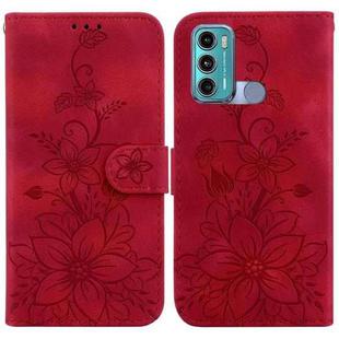 For Motorola Moto G60 / G40 Fusion Lily Embossed Leather Phone Case(Red)