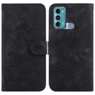 For Motorola Moto G60 / G40 Fusion Lily Embossed Leather Phone Case(Black)