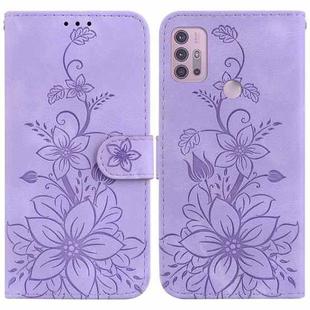 For Motorola Moto G30/G10/G20/G10 Power Lily Embossed Leather Phone Case(Purple)