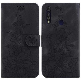 For Motorola Moto G8 Power Lite Lily Embossed Leather Phone Case(Black)