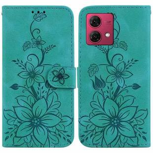 For Motorola Moto G84 Lily Embossed Leather Phone Case(Green)