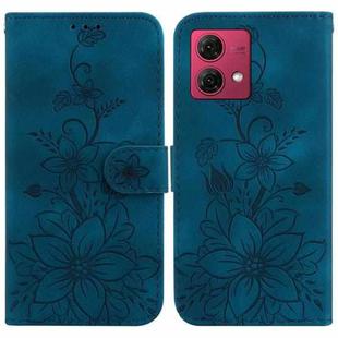 For Motorola Moto G84 Lily Embossed Leather Phone Case(Dark Blue)