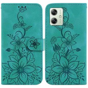 For Motorola Moto G54 Lily Embossed Leather Phone Case(Green)