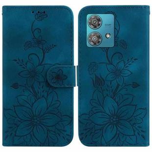 For Motorola Edge 40 Neo Lily Embossed Leather Phone Case(Dark Blue)