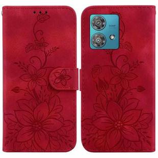 For Motorola Edge 40 Neo Lily Embossed Leather Phone Case(Red)