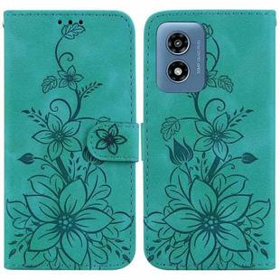 For Motorola Moto G Play 4G 2024 Lily Embossed Leather Phone Case(Green)