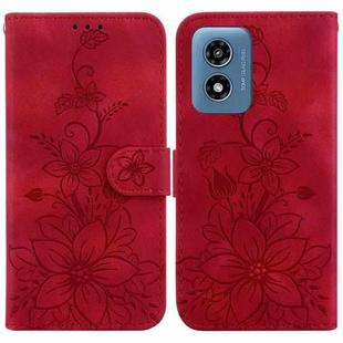 For Motorola Moto G Play 4G 2024 Lily Embossed Leather Phone Case(Red)
