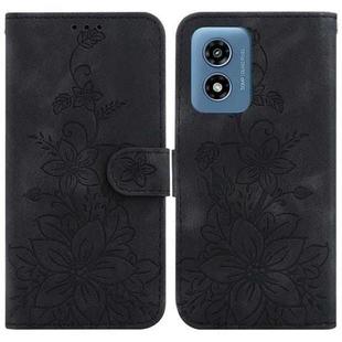 For Motorola Moto G Play 4G 2024 Lily Embossed Leather Phone Case(Black)