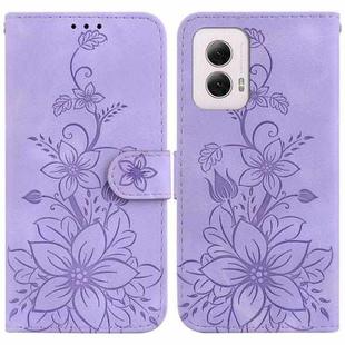 For Motorola Moto G Power 5G 2024 Lily Embossed Leather Phone Case(Purple)