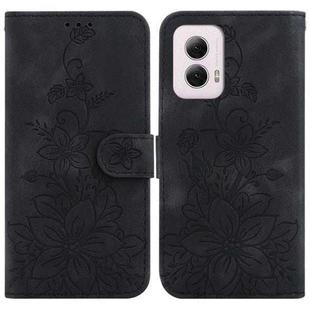 For Motorola Moto G Power 5G 2024 Lily Embossed Leather Phone Case(Black)