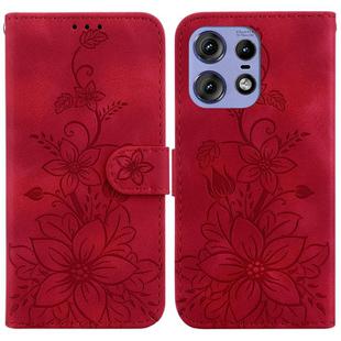 For Motorola Edge 50 Pro Lily Embossed Leather Phone Case(Red)