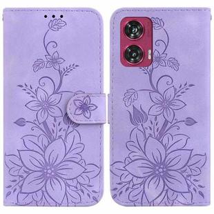For Motorola Edge 50 Fusion Lily Embossed Leather Phone Case(Purple)
