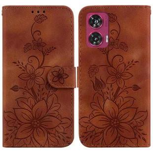 For Motorola Edge 50 Fusion Lily Embossed Leather Phone Case(Brown)