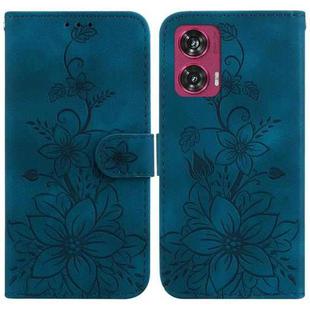 For Motorola Edge 50 Fusion Lily Embossed Leather Phone Case(Dark Blue)