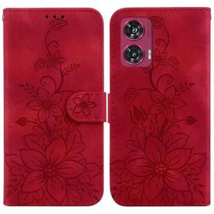 For Motorola Edge 50 Fusion Lily Embossed Leather Phone Case(Red)