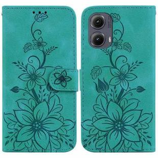 For Motorola Edge 2024 Lily Embossed Leather Phone Case(Green)