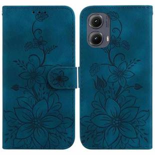 For Motorola Edge 2024 Lily Embossed Leather Phone Case(Dark Blue)