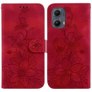 For Motorola Edge 2024 Lily Embossed Leather Phone Case(Red)