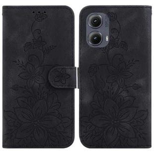 For Motorola Edge 2024 Lily Embossed Leather Phone Case(Black)