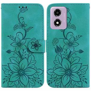 For Motorola Moto G04s / Moto E14 Lily Embossed Leather Phone Case(Green)