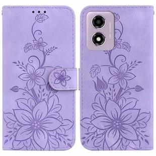 For Motorola Moto G04s / Moto E14 Lily Embossed Leather Phone Case(Purple)