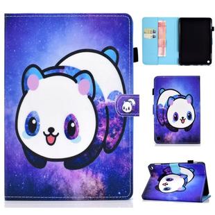 For Amazon Kindle Fire HD 8 (2020) Sewing Thread Horizontal Painted Flat Leather Case with Sleep Function & Pen Cover & Anti Skid Strip & Card Slot & Holder(Starry Panda)
