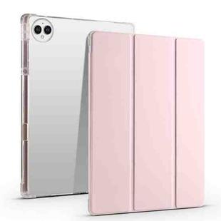 For Huawei MatePad Pro 13.2 2023 3-folding Transparent TPU Smart Leather Tablet Case(Ice Pink)