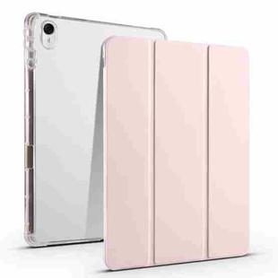 For Huawei MatePad 11.5S 3-folding Transparent TPU Smart Leather Tablet Case(Ice Pink)