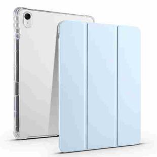 For Huawei MatePad 11.5S 3-folding Transparent TPU Smart Leather Tablet Case(Ice Blue)