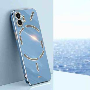 For Nothing Phone 2 XINLI Straight 6D Plating Gold Edge TPU Phone Case(Celestial Blue)