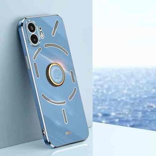 For Nothing Phone 2 XINLI Straight Edge 6D Electroplate TPU Phone Case with Ring Holder(Celestial Blue)