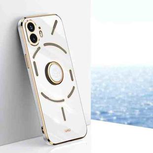 For Nothing Phone 2 XINLI Straight Edge 6D Electroplate TPU Phone Case with Ring Holder(White)