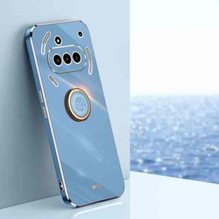 For Nothing Phone 3a XINLI Straight 6D Plating Gold Edge TPU Shockproof Case with Ring Holder(Celestial Blue)