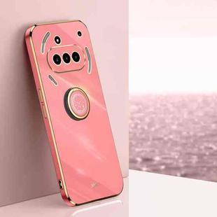 For Nothing Phone 3a XINLI Straight 6D Plating Gold Edge TPU Shockproof Case with Ring Holder(Hawthorn Red)