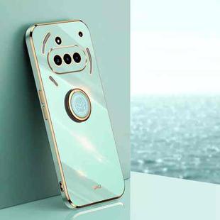 For Nothing Phone 3a XINLI Straight 6D Plating Gold Edge TPU Shockproof Case with Ring Holder(Mint Green)