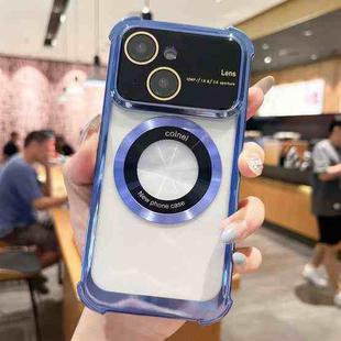 For iPhone 14 Plus MagSafe Shockproof TPU Phone Case with Lens Film(Blue)