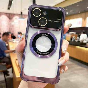 For iPhone 14 Plus MagSafe Shockproof TPU Phone Case with Lens Film(Purple)
