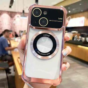 For iPhone 14 MagSafe Shockproof TPU Phone Case with Lens Film(Rose Gold)